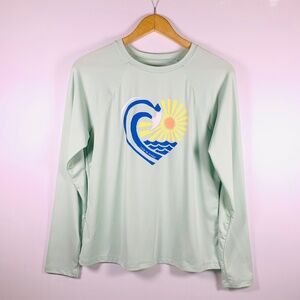 Life Is Good pullover long sleeve heart/sun logo mint green activewear beach top